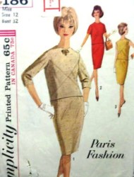 5186 LOVELY PARIS 60S 2 PC SEAMED SLIM DRESS PATTERN 12